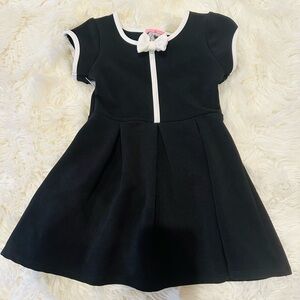 Black and White A-line Dress with Flutter Sleeves